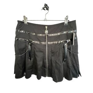 NWT Body Rage Black Punk/Emo Front Zip Mini Shirt With Skull Zipper